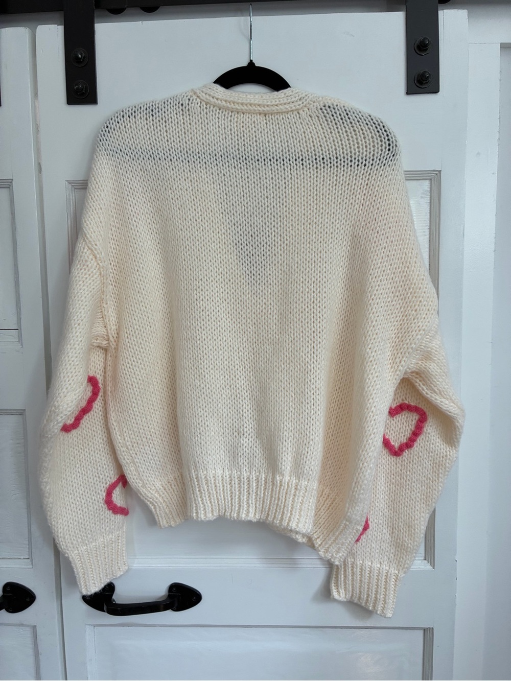 BiBi Cream Knit Cardigan with Pink Heart Motifs - Picture 7 of 7